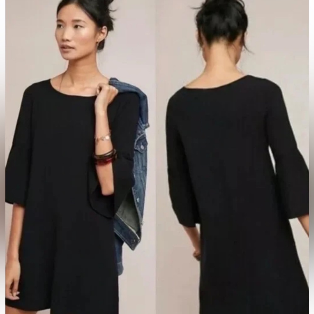 Anthropologie Black Long Sleeve Dress